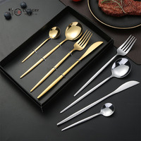 Ensemble Couverts Or de Luxe en Gros pour Hôtels, Fourchettes, Couteaux et Cuillères en Acier Inoxydable, Service de Table Complet pour Restaurants