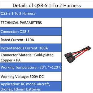 QS8-S Anti-Spark Parallel-Y-Kabel, ein Buchsenanschluss, zwei Steckeranschlüsse, Parallelkabel für RC-Drohnen, UAV-LiPo-Akku-Ladekabel - Product Image 2