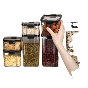 <b>Kitchen</b> Eco-friendly Tea Coffee Candy Sugar Plastic Bottles Airtight Container Set Cereal <b>Storage</b> <b>Jars</b> with Lids - Product Image 1