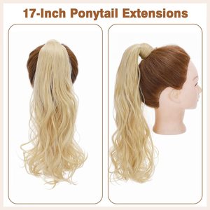 Extensión de Cabello Sintético Largo y Ondulado, Cola de Caballo Rizada con Clip, Postizo Enrollable, Cola de Caballo Falsa Suave para Mujer - Product Image 3
