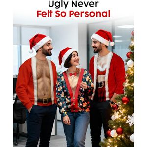 Suéter Navideño Feo Personalizado para Mujer y Hombre, Sudadera Unisex con Estampado Navideño, Divertida para Fiestas, Informal, de Invierno, Tejida, de Manga Larga - Product Image 2