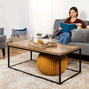 Tavolino da Caffè Multifunzionale con Piano in Legno Massello e Gambe in Metallo - Design Moderno per Soggiorno, Camera da Letto, Hotel e Uso Esterno - Product Image 4