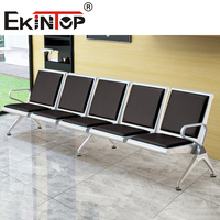 Fauteuils de Réception Ekintop en Cuir, Chaise d'Attente d'Aéroport, Banc d'Attente Public 3 Places