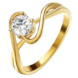 925 Sterling Zilveren Sieraden Vergulde Wedding Engagement Promise Ring Met Diamant Ronde Zirconia