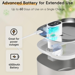 Langlebiger automatischer Haustier-Wasserspender aus Edelstahl, 3,2 l, kabelloser Katzenbrunnen, batteriebetrieben, mit 3 Wasserflussmodi - Product Image 4