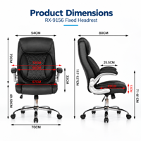 Chaise de bureau de direction rembourrée de luxe avec revêtement noir, accoudoirs rabattables argentés et roulettes en PU pour mobilier de bureau