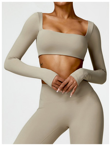 Premium Women's Long Sleeve High Elastic Girls Soft Push up <strong>Supportive</strong> Sports Yoga <strong>Crop</strong> <strong>Top</strong> - Product Image 6