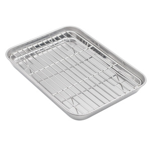 Stainless Steel Draining Tray With Mesh Stackable Rectangular And Square For Frying Barbecuing Rice Steaming L Size - Product Image 4