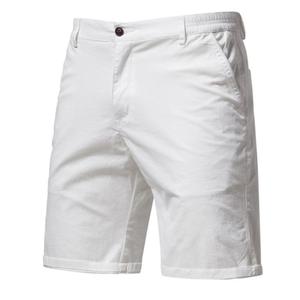 Shorts chino décontractés pour hommes, taille élastique, légers, respirants, couleur unie, longueur genou, shorts d'été - Product Image 1
