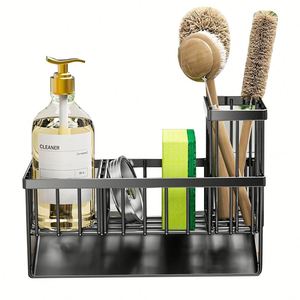 SUS304 Rustproof Steel <b>Kitchen</b> Dish <b>Sponge</b> Organizer <b>Kitchen</b> Sink Organizer Caddy Rack - Dish <b>Sponge</b> <b>Holder</b> with Divider - Product Image 4