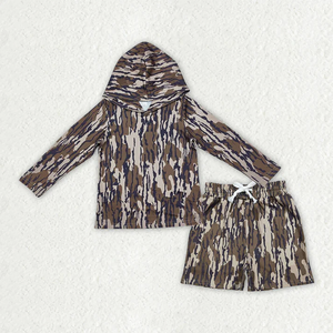 Tenues décontractées en deux pièces pour garçons, imprimé camouflage, sweat à capuche à manches longues et ensemble de shorts, vêtements pour enfants garçons - Product Image 5