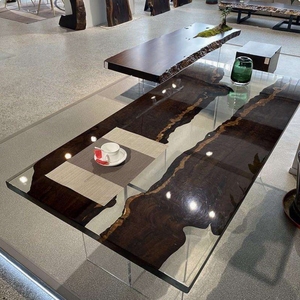Mesa de Resina Epoxi Hecha a Mano con Diseño de Playa Oceánica, Superficie de Madera Natural, Mesa de Río Única para el Hogar u Oficina, Muebles de Lujo - Product Image 3