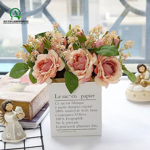 Ramo de flores rosas artificiales, ramo de <span class=keywords><strong>Flora</strong></span> de boda para novia, dama de honor, centros de mesa, arreglo Floral, decoración del hogar - Product Image 5