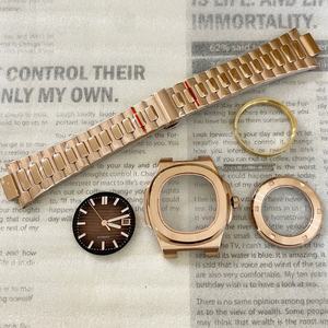 Caja y correa de acero inoxidable en oro rosa 5711 Mod, con esfera y cuerda manual, aptas para el movimiento NH35/36 - Product Image 2