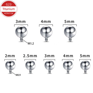 <b>Titanium</b> External Thread Round Ball <b>Studs</b> G23 ASTM F136 For Body Jewelry Piercing Accessories - Product Image 2