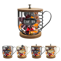 Organisateur de tasses à café en forme de tasse en métal, support pour dosettes K-Cup, panier de rangement pour dosettes de café avec accès pratique pour la maison ou le bureau