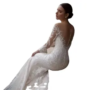 Long Sleeve Simple Noble Wholesale Price Lace Modest Elegant Beautiful Luxury Wedding Dresses