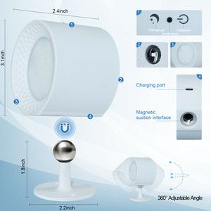 Indoor Living Room Bedroom Reading <b>Light</b> Rechargeable Wireless 360 Degree Rotating Magnet Fixation up Down <b>Mounted</b> Led <b>Wall</b> Lamp - Product Image 2