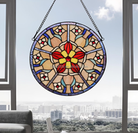Floria Design 30,5 cm Europäischer Stil Massives Buntglas-Fensterpaneel Hohe Lichtdurchlässigkeit Anpassbares Muster Küchendekoration