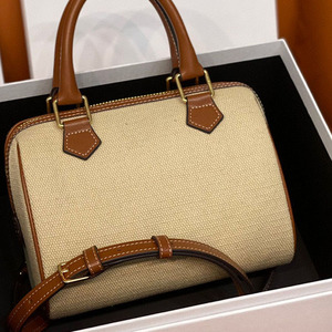 Vintage Women's Fashion Shoulder Bag Canvas Leather Spliced Bowing Bag Women's Handbags Designer Bags Ladies Handbag - Product Image 1