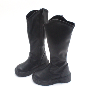 Bottes longues vintage pour enfants, très vendues en hiver, couleur unie, cuir PU, fermeture éclair latérale, bottes plates pour filles - Product Image 6