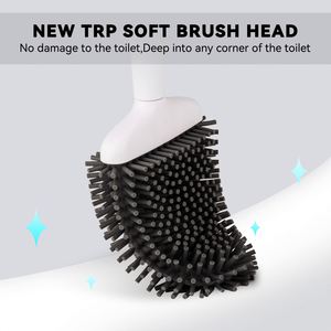Flexible Toilet Bowl Brush Head for Bathroom Toilet Brush and Holder <b>Set</b> with Silicone Toilet Cleaning Brushes - Product Image 6