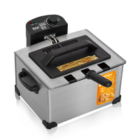 Friteuse RAF R.5249 2000W 5L à triple panier, corps en acier inoxydable, 4 éléments chauffants, contrôle de la température, appareil de cuisine