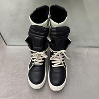 En stock – Chaussures décontractées de luxe Owens en cuir à semelle épaisse, basses, noires, à lacets, pour hommes et femmes, de haute qualité