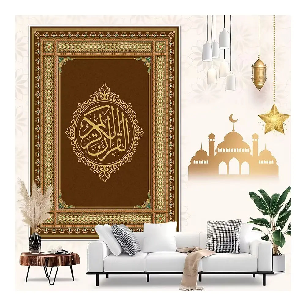 Luxury faux cashmere tpr non-slip backing carpet high quality Wilton prayer mat for Muslim worship mat gift made in China