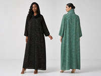 Abaya ouverte en polyester YSYL, broderie avec paillettes, hijab assorti, vêtements islamiques modestes pour l'Aïd, les mariages et les occasions formelles
