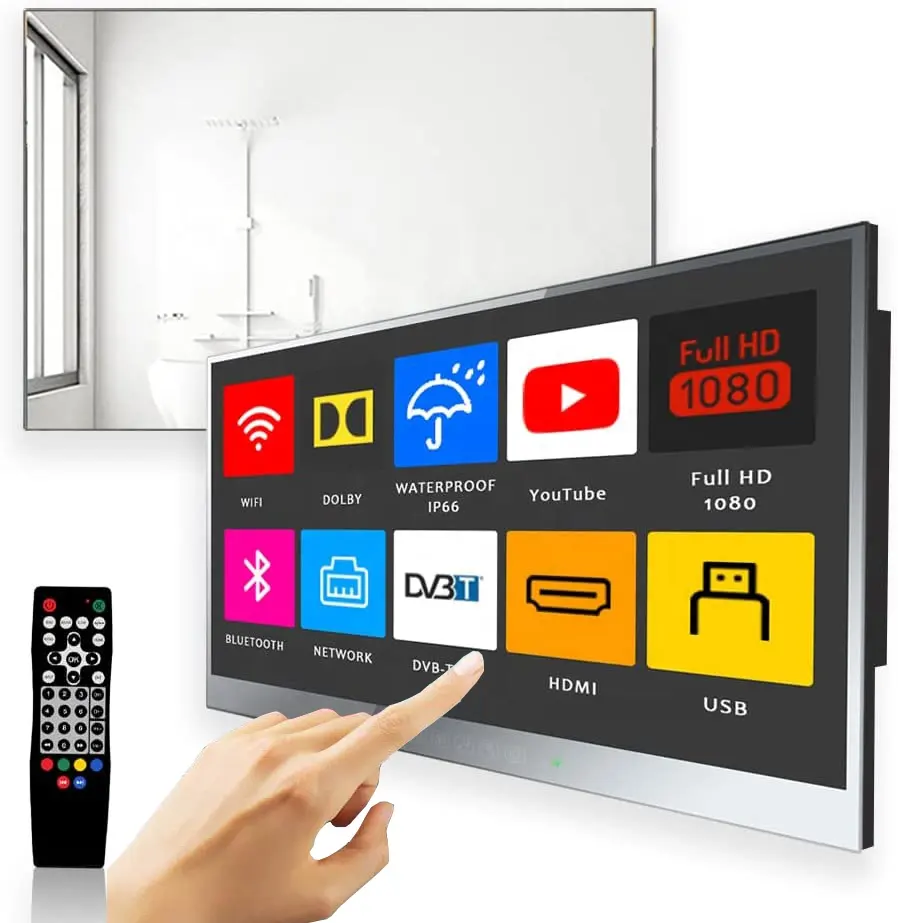 22 дюймов сенсорный экран Водонепроницаемый Ванная комната смарт-зеркало Телевизор с Интернетом Wifi Android система