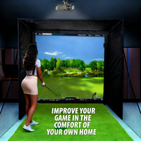 Enceinte de simulateur de golf professionnelle avec filets et écran d'impact HD 2,65x2,65m