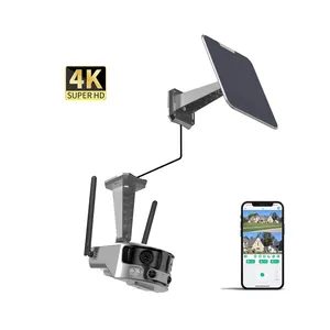 太阳能安全摄像头8MP全彩夜视户外电池4g摄像头家庭监控摄像头系统无线
