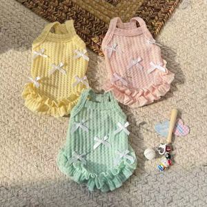 Summer Fashion Cute Cotton Dress <strong>for</strong> <strong>Dogs</strong> Printed Pattern Pet <strong>Coat</strong> <strong>with</strong> Bow Halter Warm Weather <strong>Dog</strong> Dress Pet cat Clothing - Product Image 5