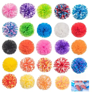 Consegna Rapida, Pronto per la Spedizione, Pompom Promozionale per <span class=keywords><strong>Cheerleader</strong></span> con Fiori in PE Intrecciati a Mano, Multicolore, per Attività Scolastiche e Sportive, 25-35cm - Product Image 1