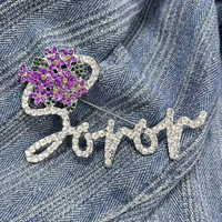 Nouvelle Arrivée Broche en strass SOROR motif fleur violette Delta, pour membre de sororité, style Diva, épinglette de revers