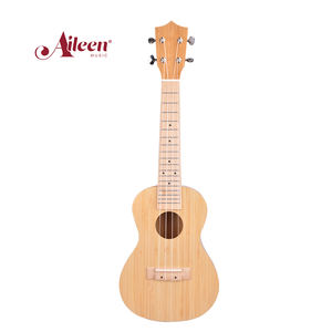 อูคูเลเล่คอนเสิร์ตสีธรรมชาติ 23 นิ้ว ทำจากไม้ไผ่ พร้อมสายสะพาย 2 ตัว (AU09L-23) - Product Image 2