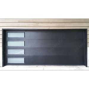 Venta caliente Diseño moderno Vista completa Aluminio Acero Templado Panel sándwich automático Arriba Seccional Espuma Negro Puerta de garaje - Product Image 3