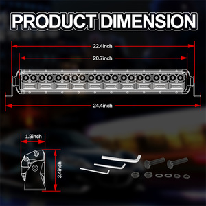 Barre lumineuse LED de travail à double rangée 20 pouces 180W à faisceau combiné <span class=keywords><strong>12V</strong></span> avec lentille chromée ou noire et faisceau de câblage automobile - Product Image 2