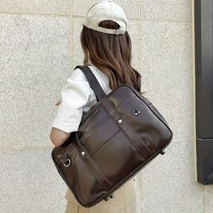 <b>Japanese</b> <b>School</b> <b>Bag</b> Large Capacity PU Leather <b>Japanese</b> <b>Bag</b> with Multi-pocket Zipper <b>School</b> Handbag with Headphone Cable Hole - Product Image 1