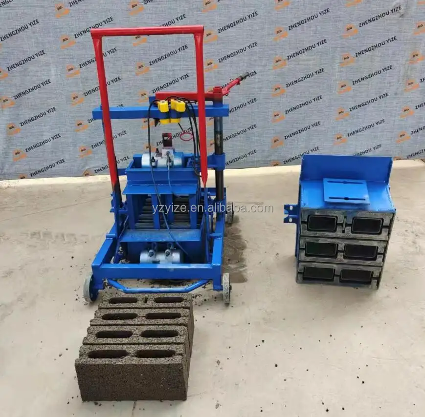 Manual Cement Concrete Hollow Block Making Machine Small Mobile Building Paver Brick Maker Electric Red Brick Making Machine