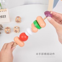 나무 바베큐 꼬치 놀이 장난감 어린이 시뮬레이션 바베큐 줄 조립 블록 역할 놀이 게임