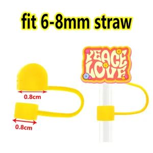 6-8mm Designer Straw Topper Wholesale Heart Valentine Day Silicone Straw Topper Charms To Make Straw Cover Charms