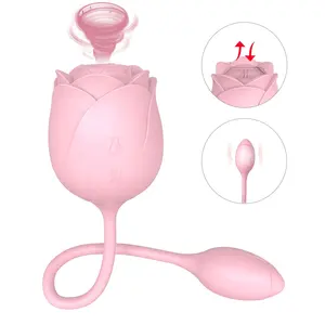 High quality red and pink flower vibrator rose shape silicone dildo vibrator sex itemes women sexy clitoral sucking vibrator