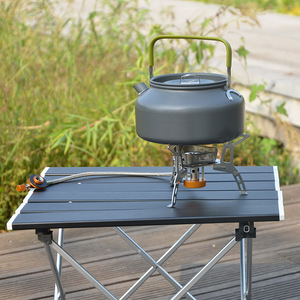 Table pliante rectangulaire en alliage d'aluminium pour l'extérieur, base à tréteaux, portable, pour le camping, le barbecue, les pique-niques, couleur noire - Product Image 3