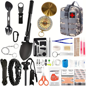 Survival Tools Kit Multi-functional Outdoor Camping Emergency First Aid Gear Set With Shovel Compass Knife Bandage Scissors - Product Image 2
