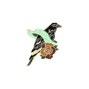 Broche de Moda, Estilo Punk Gótico, con Diseño de Cuervo, Pluma de Pájaro, Luna y Flores, para Regalo - Product Image 6