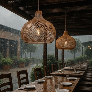 Grande Lampada a Sospensione in Rattan <span class=keywords><strong>per</strong></span> <span class=keywords><strong>Esterni</strong></span>, Balcone, Resort, Ristorante, <span class=keywords><strong>Lampadario</strong></span> Decorativo - Product Image 1