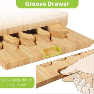 Набор бамбуковых сырных досок с 2 керамическими чашами, деревянное мясное блюдо, сервировочный поднос и набор ножей - Product Image 6