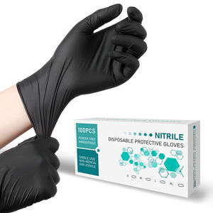Schachtel individuelle Handschuhe mit Logo Arbeitshandschuhe Einweg schwarze Nitrilhandschuhe Pulverfrei Latexfrei - Product Image 1